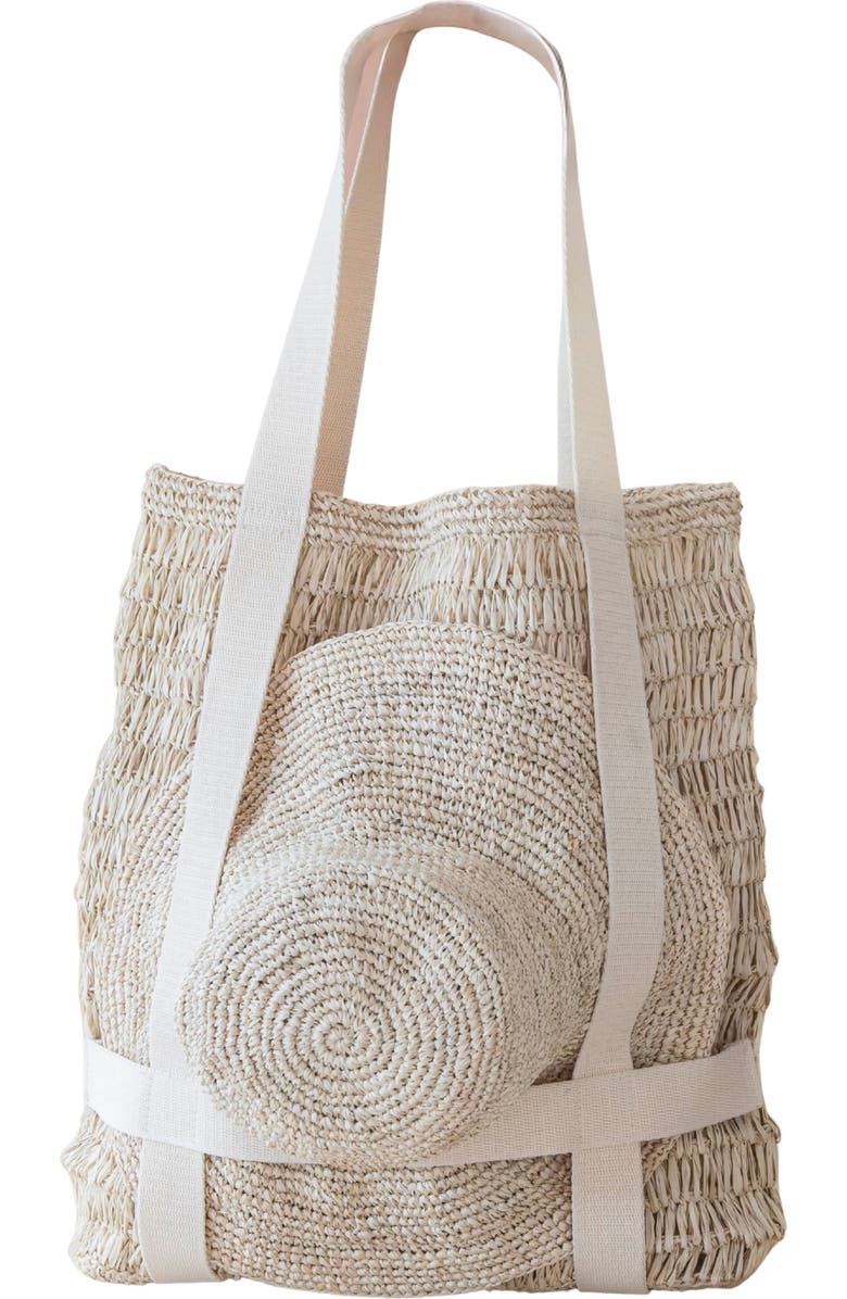 LIKHA Raffia Beach Tote & Sun Hat Set, Main, color,