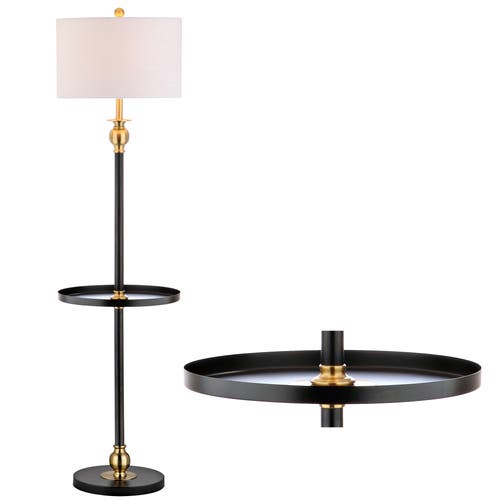 Jonathan Y Evans 61" Metal Led End Table Floor Lamp, Black/brass In Black/gold