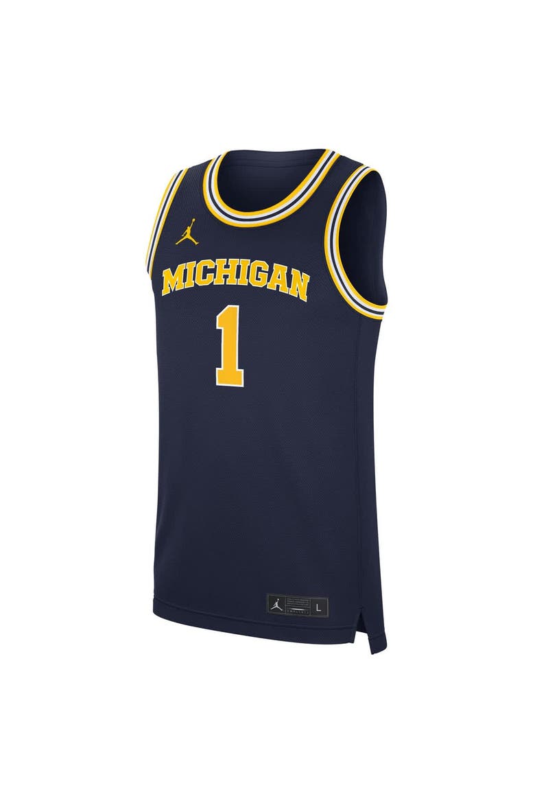 Men's Jordan Brand Navy Michigan Wolverines Road Replica Basketball Jersey, Alternate, color, Navy