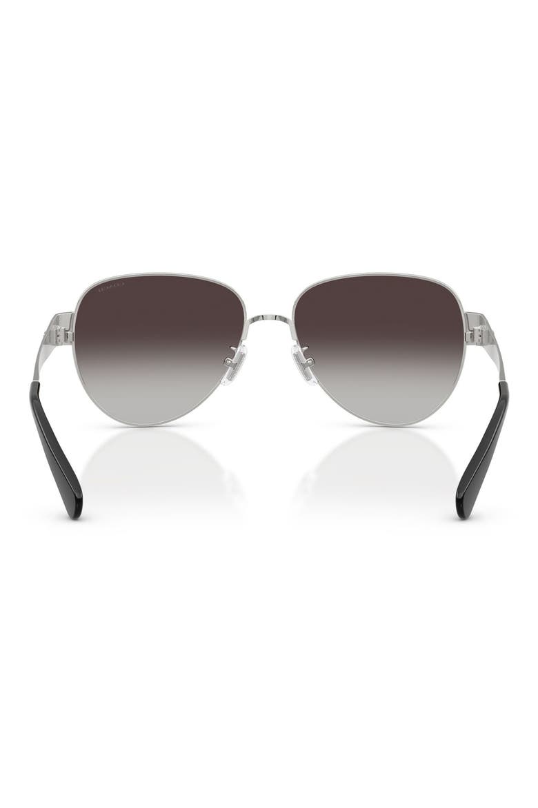 57mm Gradient Pilot Sunglasses, Alternate, color, SHINY SILVER / GREY GRADIENT