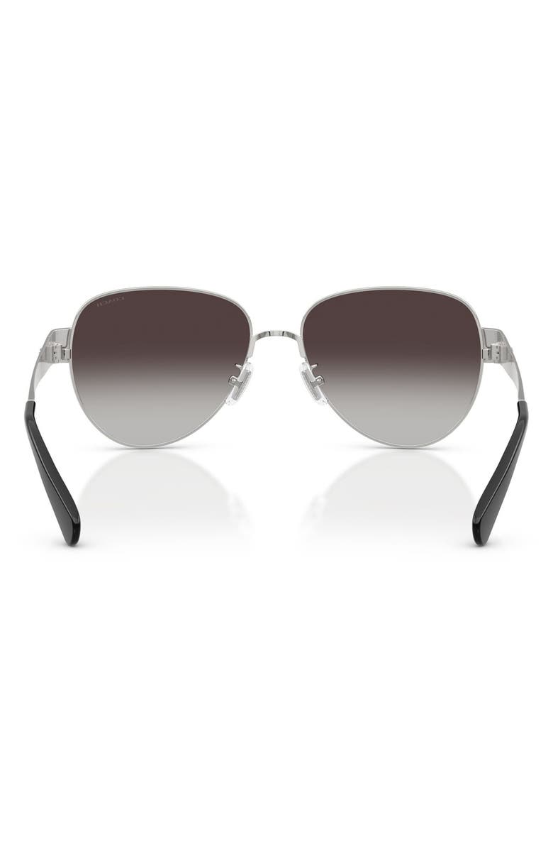 COACH 57mm Gradient Pilot Sunglasses, Alternate, color, Shiny Silver / Grey Gradient
