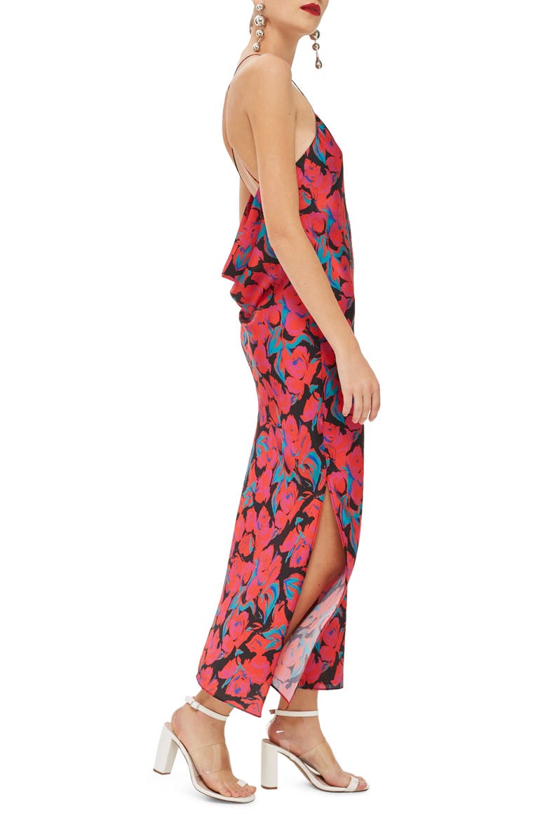 Floral Satin Slipdress, Alternate, color, RED MULTI