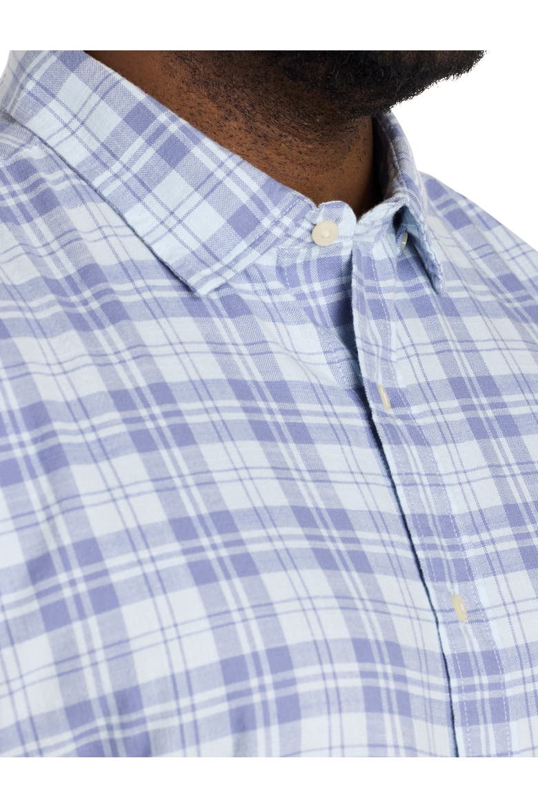 Big & Tall Hummock Plaid Island Flannel Sport Shirt, Alternate, color, ICE WATER