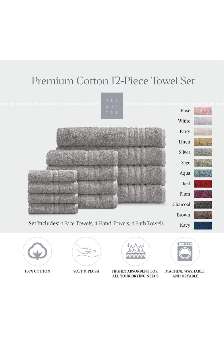 ELLA JAYNE HOME Solid Cotton 12-Piece Towel Set, Alternate, color,