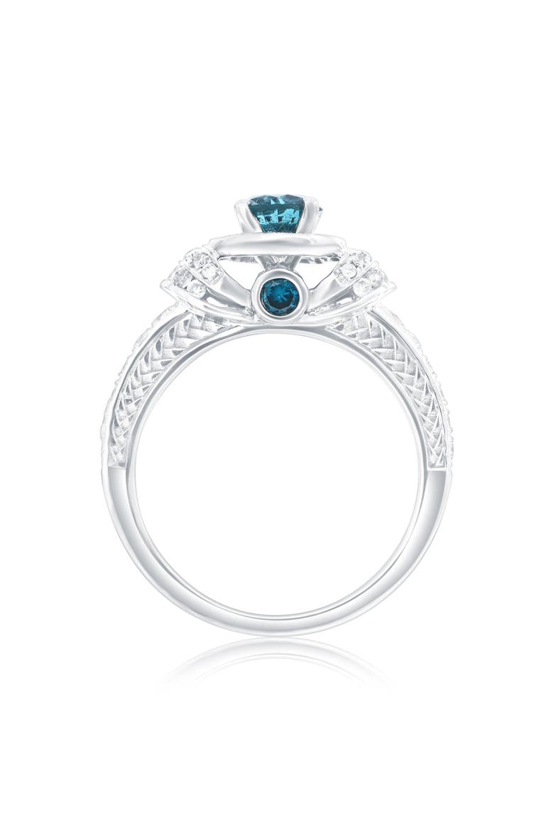 14K White Gold 0.60ct Blue Diamond & 0.49cttw Diamond Ring, Alternate, color, White Gold