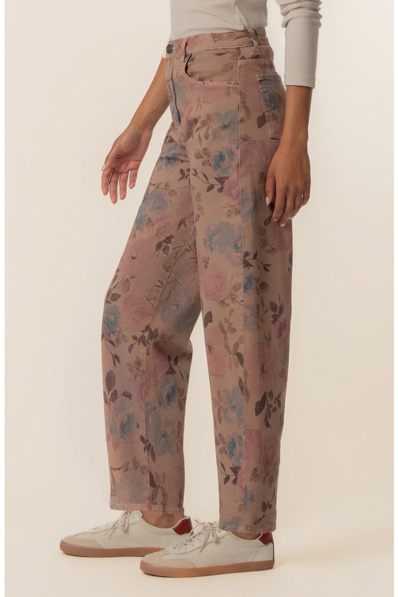 Ashton Floral High Waist Crop Barrel Jeans, Alternate, color, MAUVE