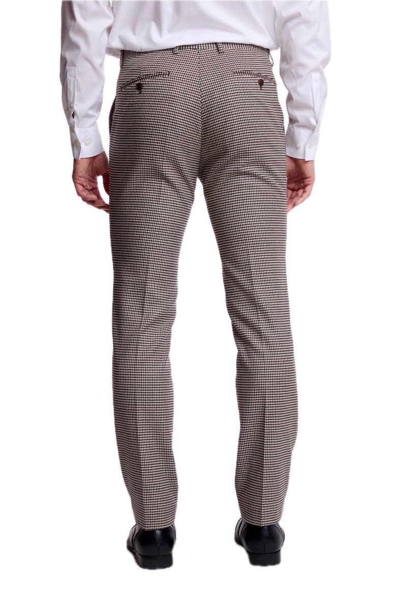 Downing Slim Fit Pants, Alternate, color, DK CHOC BEIGE HOUNDSTOOTH