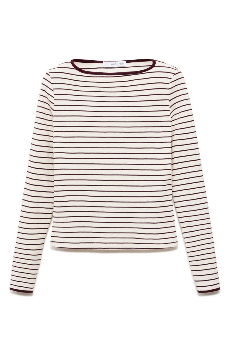 MANGO Porta Stripe Cotton Long Sleeve T-Shirt, Alternate, color, Burgundy