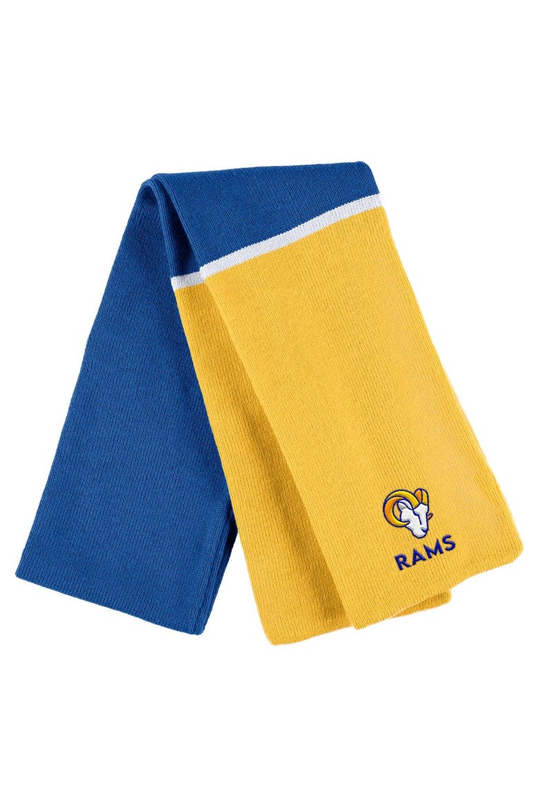 Women's WEAR by Erin Andrews Royal Los Angeles Rams Colorblock Cuffed Knit Hat with Pom and Scarf Set, Alternate, color, Royal