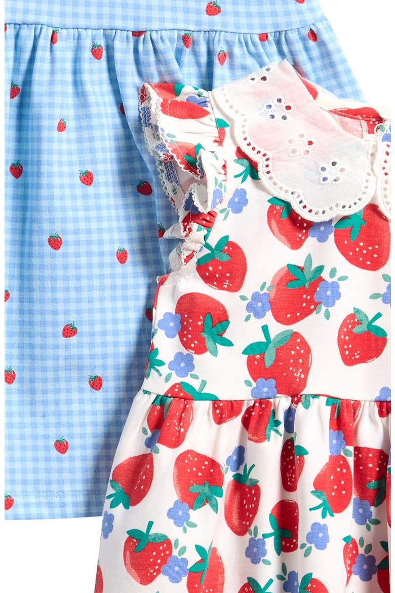 Kids' Pack of 2 Stretch Cotton Dresses, Alternate, color, WHITE BLUE