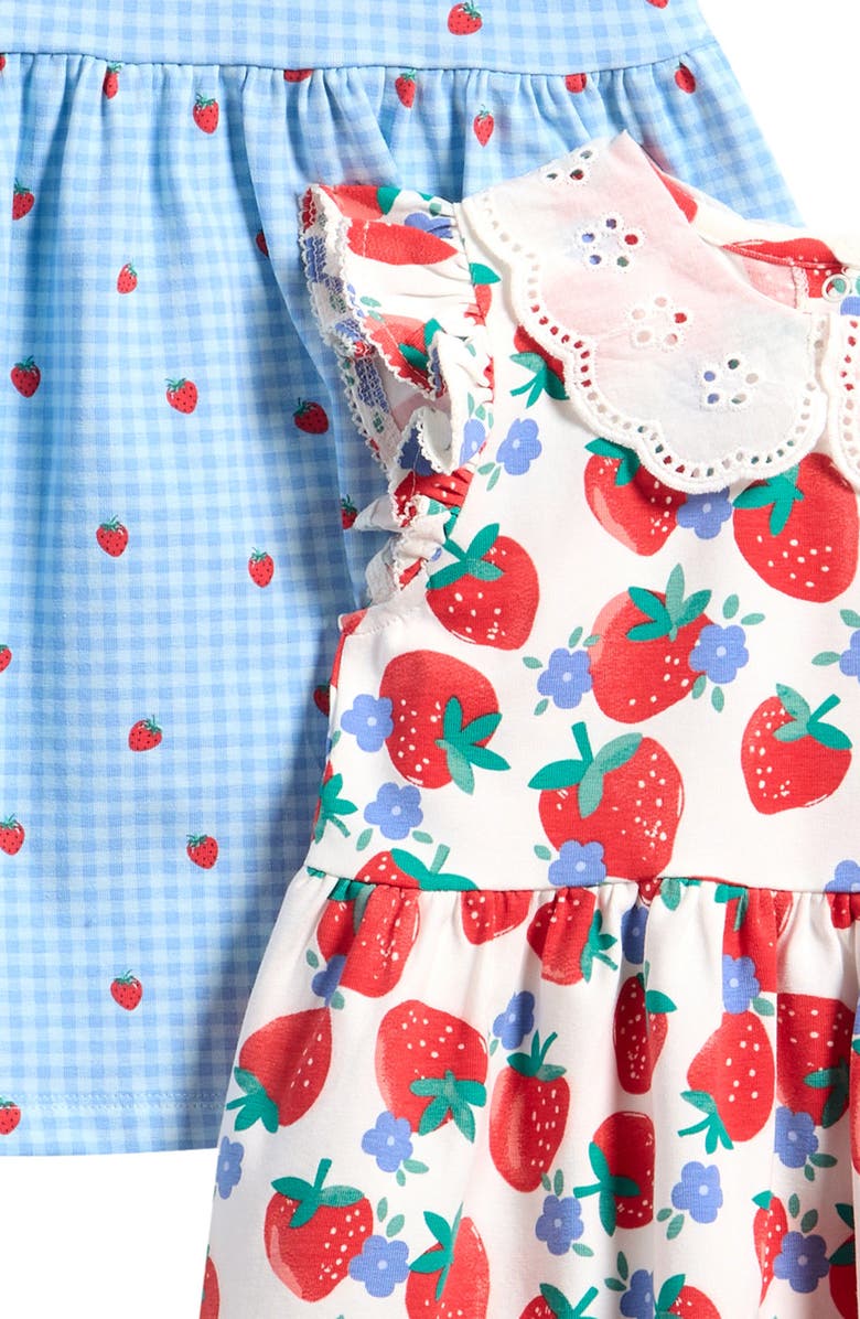 NEXT Kids' Pack of 2 Stretch Cotton Dresses, Alternate, color, White Blue