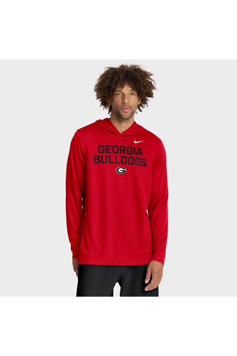 Men's Nike Red Georgia Bulldogs 2025 Sideline Performance Long Sleeve Hoodie T-Shirt, Alternate, color, Red