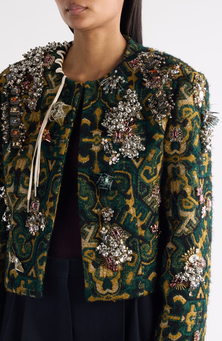 Dries Van Noten Baftano Embellished Geo Print Jacket, Alternate, color, Bottle