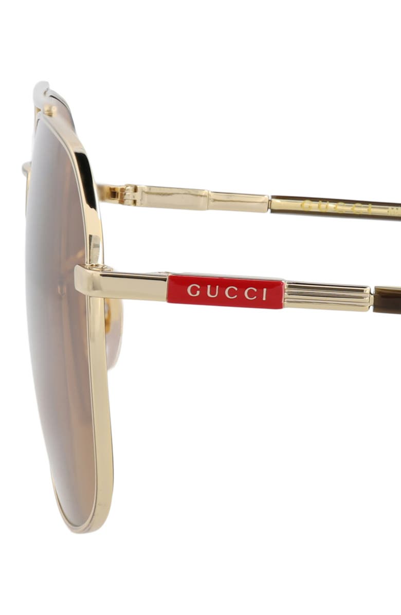 Gucci 59mm Aviator Sunglasses, Alternate, color, Gold Havana Brown