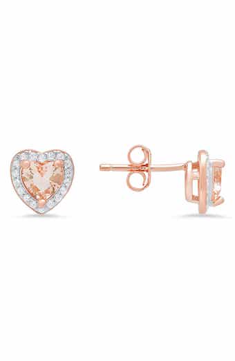 Cubic Zirconia Halo Heart Stud Earrings