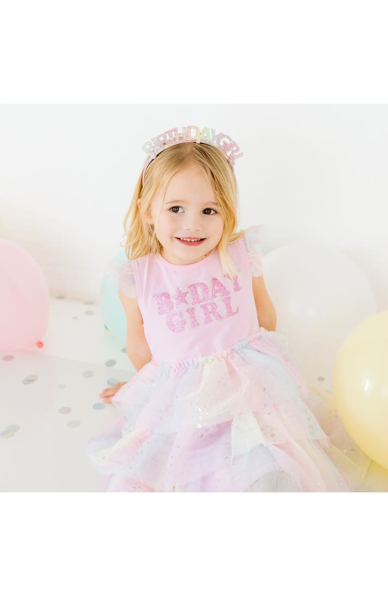 Sweet Wink Birthday Girl Fairy Dust Short Sleeve Tutu Dress, Alternate, color, Soft Pink