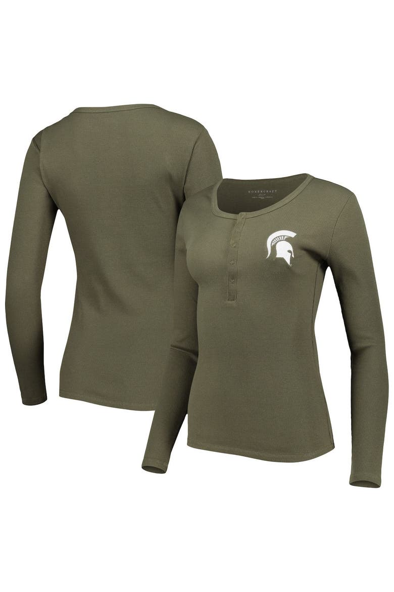 Women's Green Michigan State Spartans Harper Henley Long Sleeve T-Shirt, Alternate, color, Green