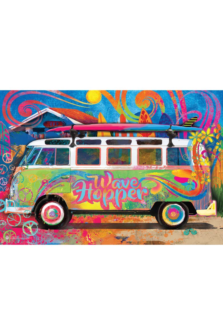 VW Wave Hopper Bus Shaped Tin Puzzle, 550pcs, Alternate, color, Multicolored