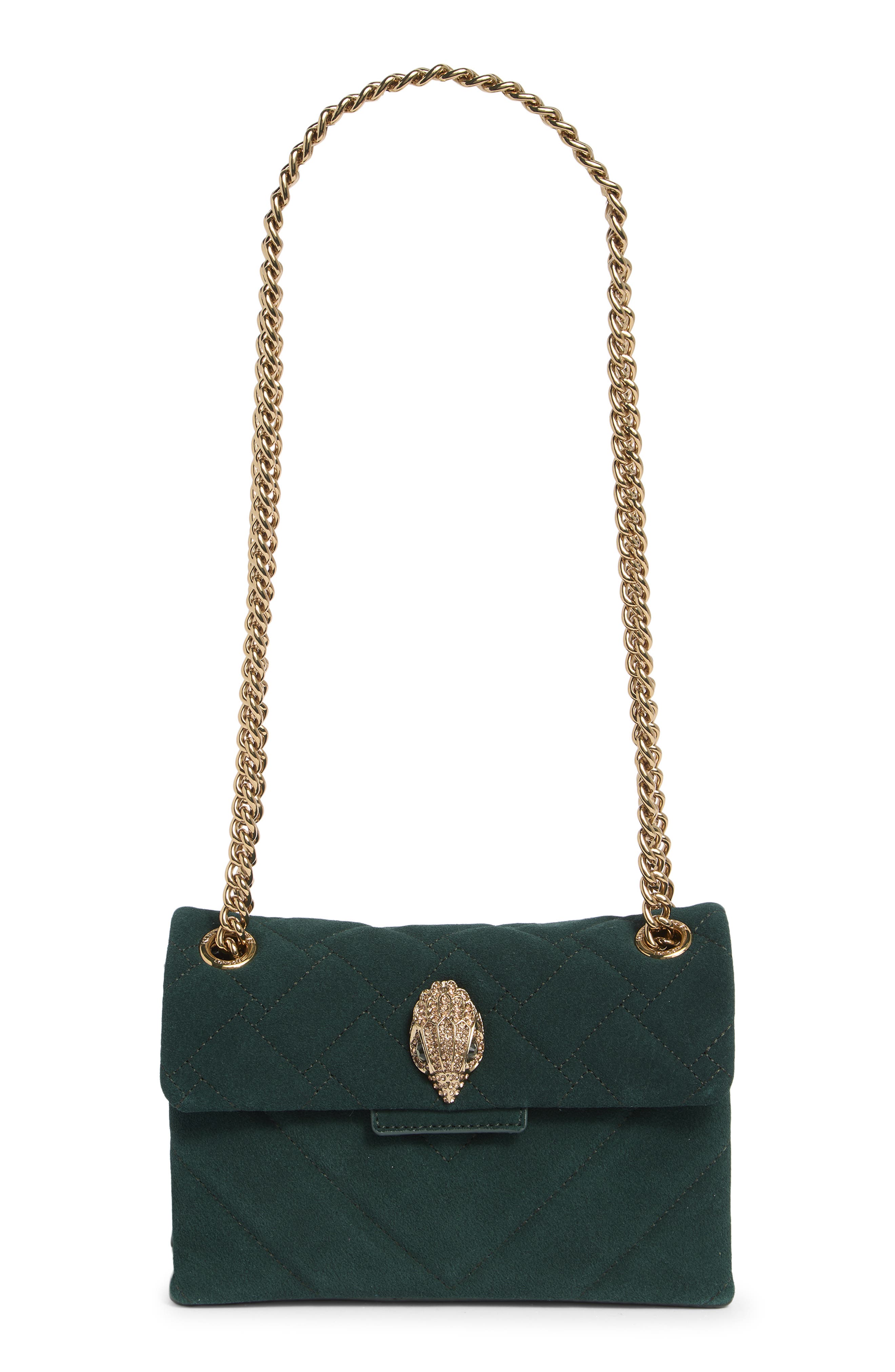 Kurt Geiger London Mini Kensington Leather Convertible Shoulder Bag, Main, color, Dark Green