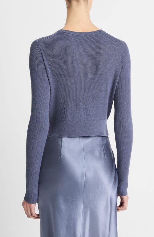Shop Vince Cashmere & Silk Rib Cardigan In Mauve Thistle