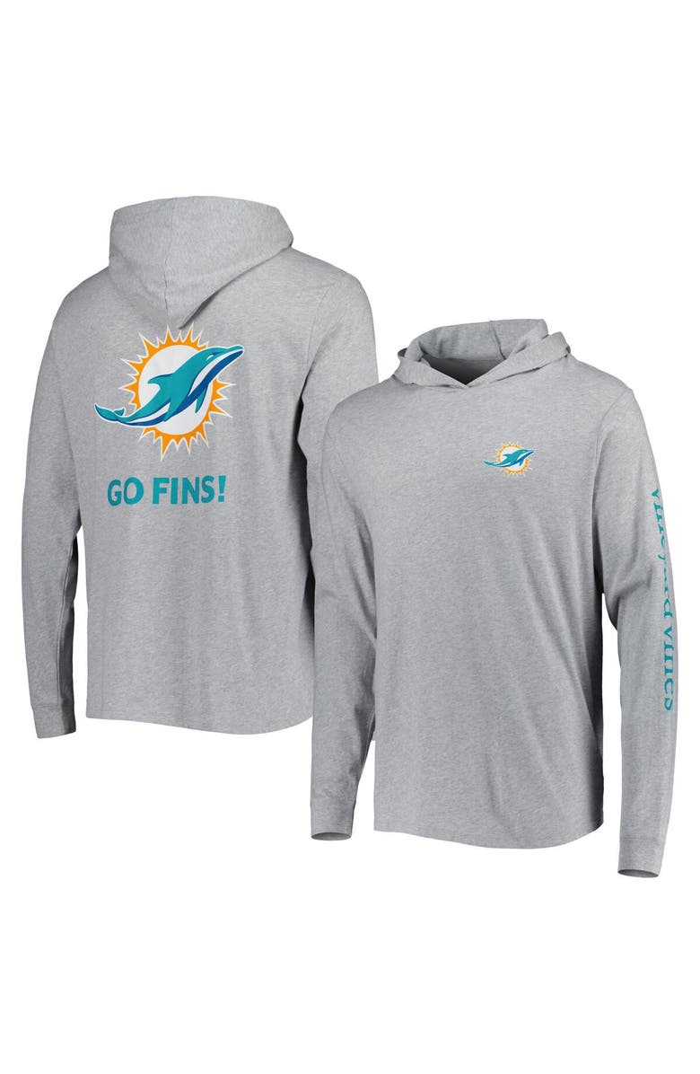 vineyard vines Men's Vineyard Vines Heathered Gray Miami Dolphins Local Long Sleeve Hoodie T-Shirt, Alternate, color, 