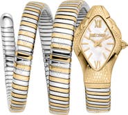 Just Cavalli Snake Wraparound Bracelet Watch, 22mm x 36.5mm