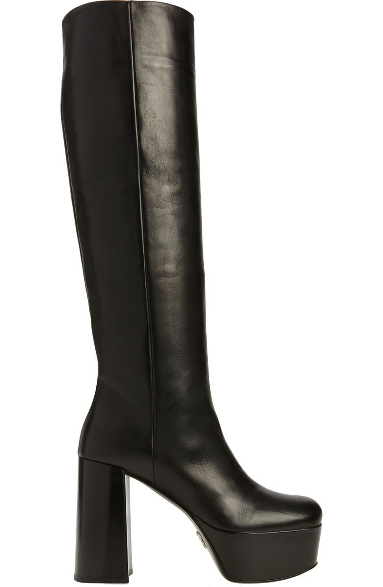 Prada Square Toe Knee High Platform Boot, Alternate, color,