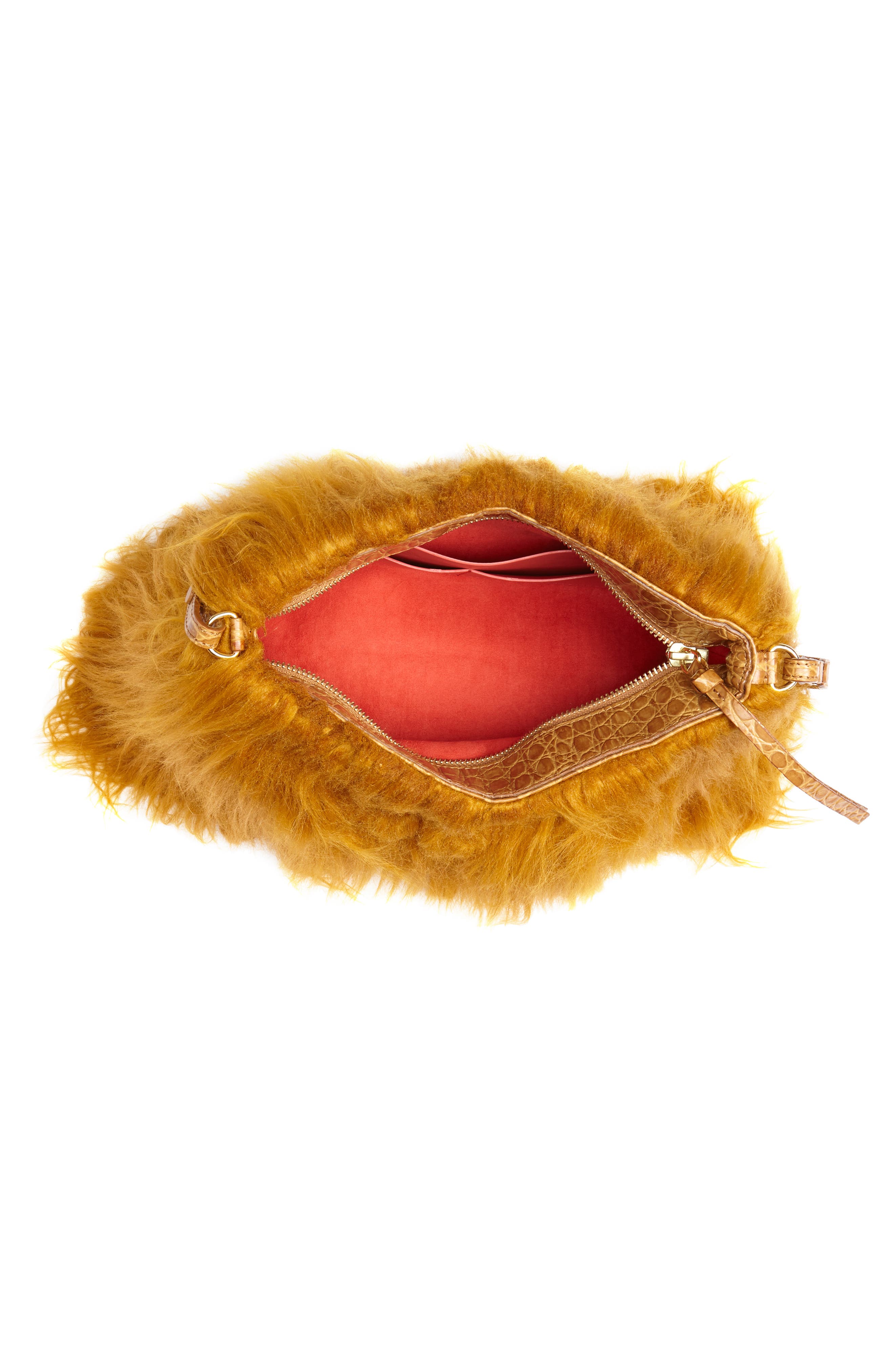 Dries Van Noten Faux Shearling Crossbody Bag, Alternate, color, 