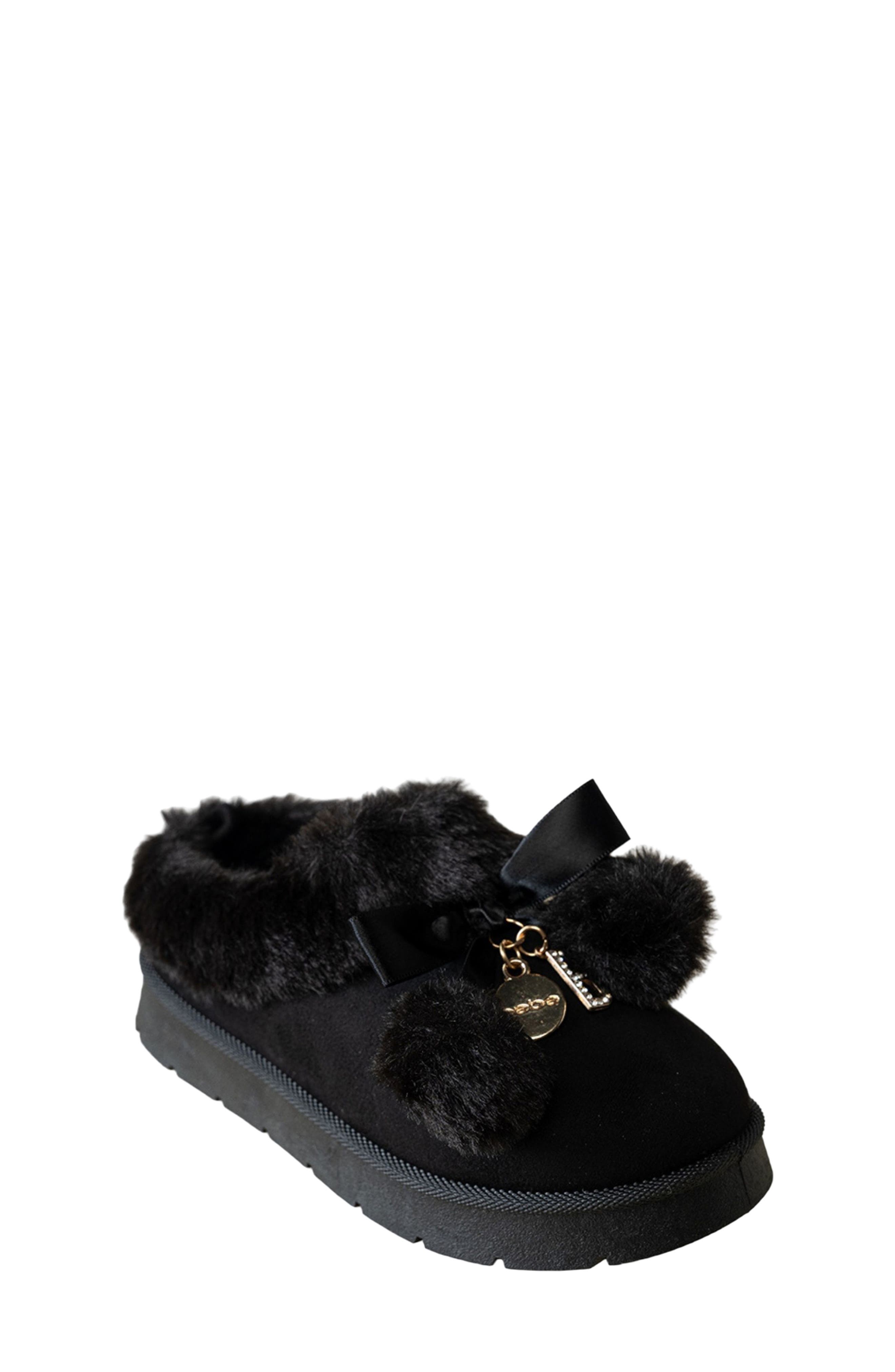 Bebe Kids' Cozy Faux Fur Slipper In Black