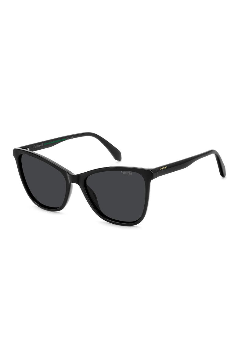 55mm Polarized Cat Eye Sunglasses, Alternate, color, BLACK/ GREY