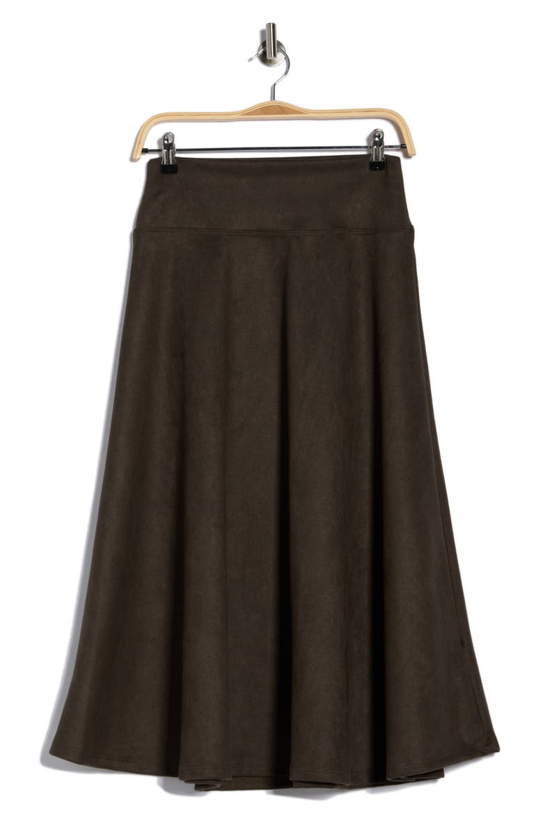 Faux Suede Flare Skirt, Alternate, color, OLIVE