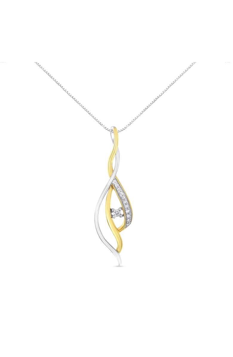 Haus of Brilliance Espira 10K Two-Tone Gold Round Cut Diamond Cascade Pendant Necklace, Main, color, Yellow