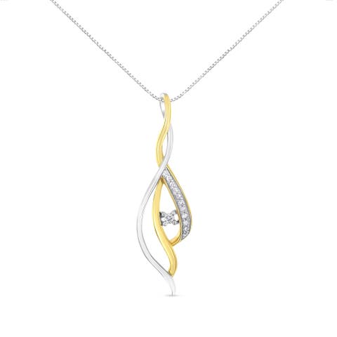 Espira 10K Two-Tone Gold Round Cut Diamond Cascade Pendant Necklace