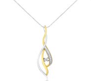 Haus of Brilliance Espira 10K Two-Tone Gold Round Cut Diamond Cascade Pendant Necklace