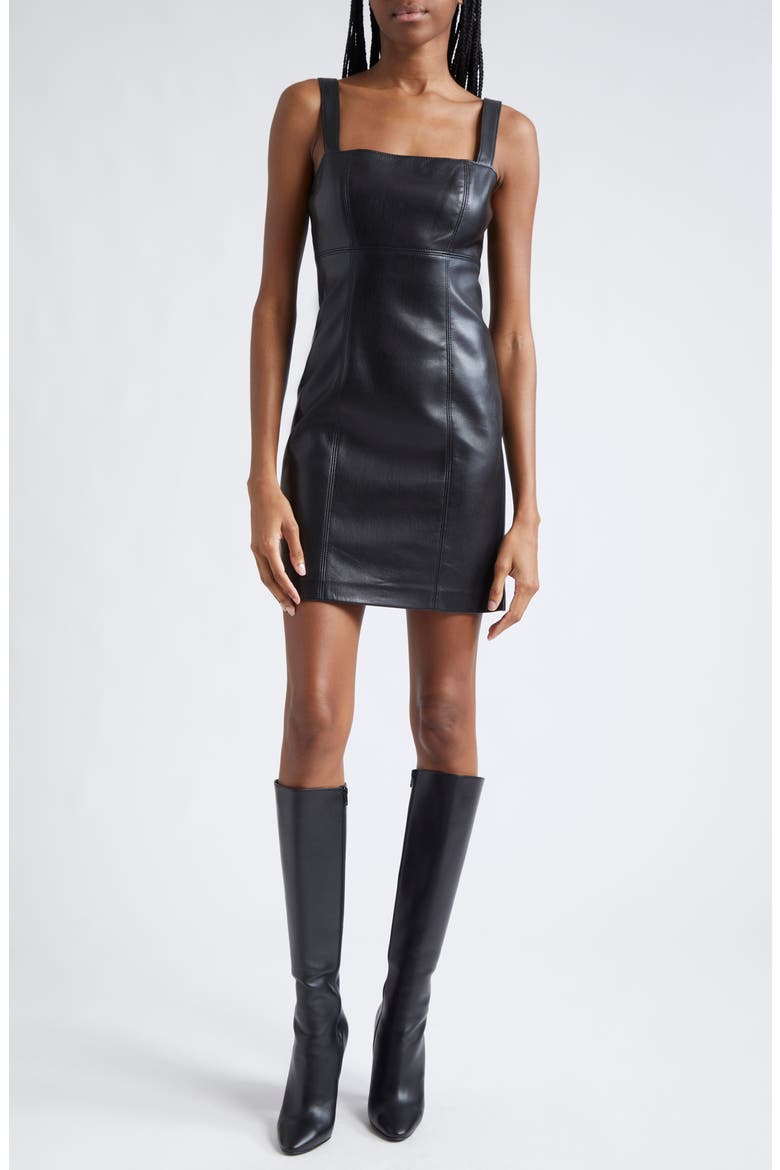 Keria Faux Leather Minidress, Main, color, BLACK