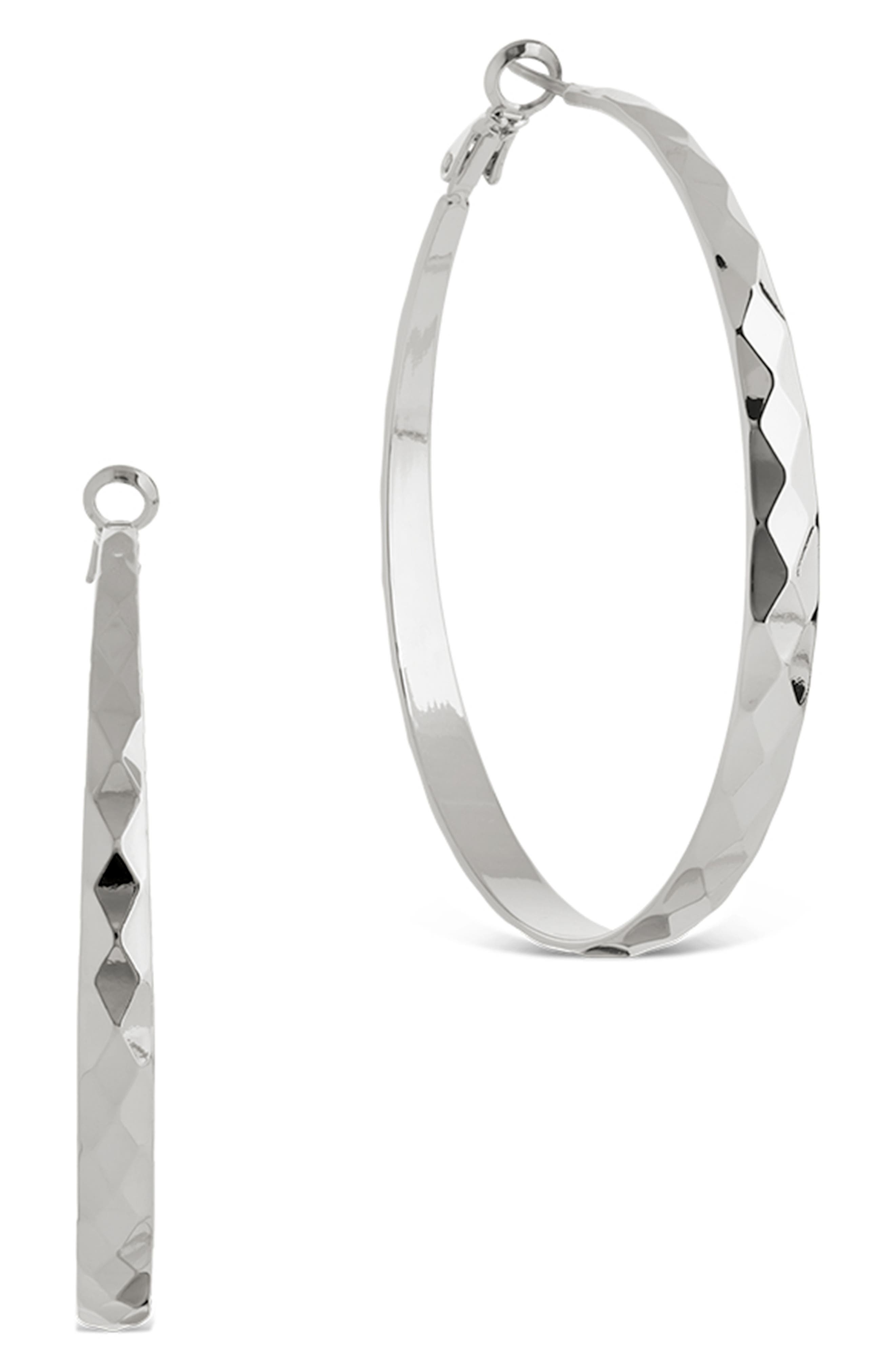 Sterling Forever Fatima Textured Hoop Earrings