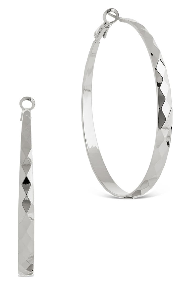 Fatima Textured Hoop Earrings, Main, color, SILVER