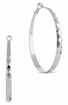 Sterling Forever Fatima Textured Hoop Earrings