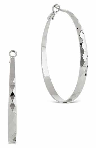 Sterling Forever Fatima Textured Hoop Earrings