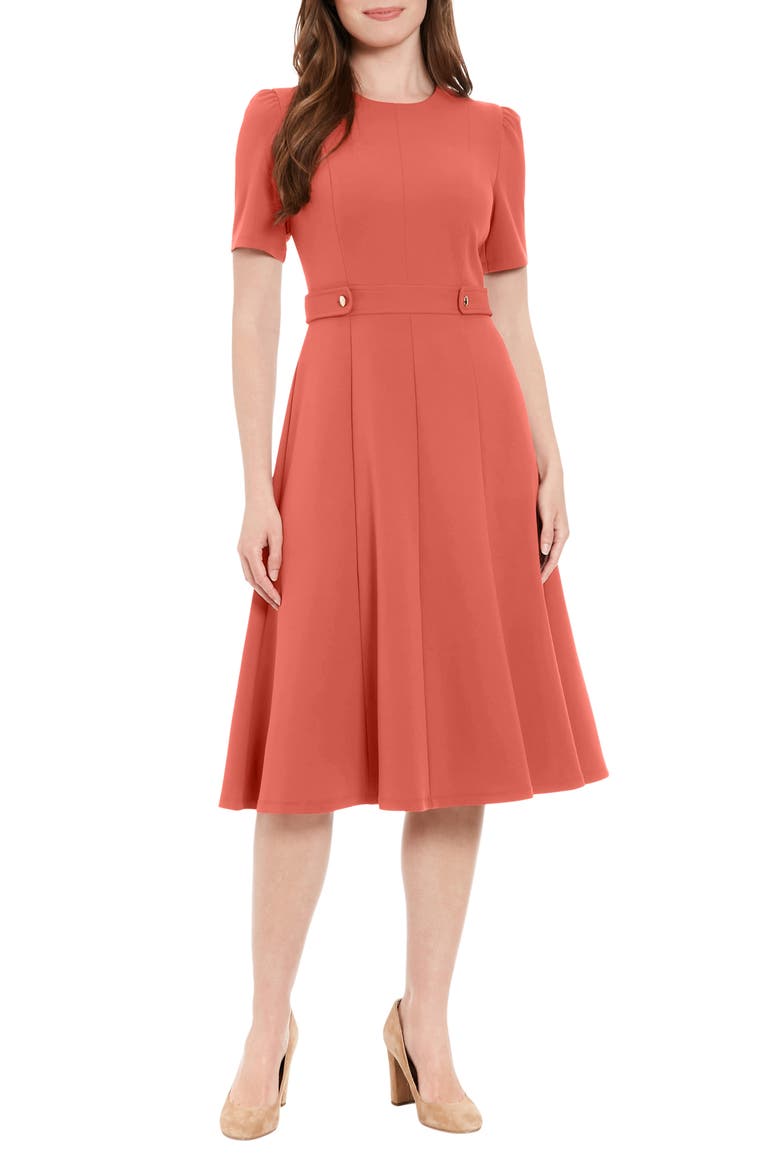 short midi dress Women's Harper Rose Sleeve Surplice Belted Dress, Size: 12, Parchment Team Clarissa | White Lace Crew-Neck
