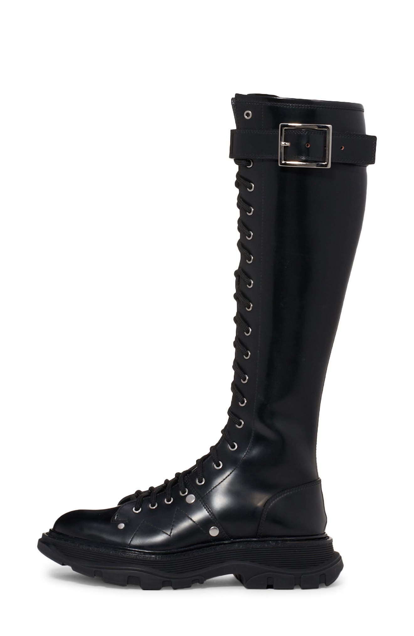 McQueen Alexander McQueen Tread Tall Lace-Up Platform Boot, Alternate, color, 
