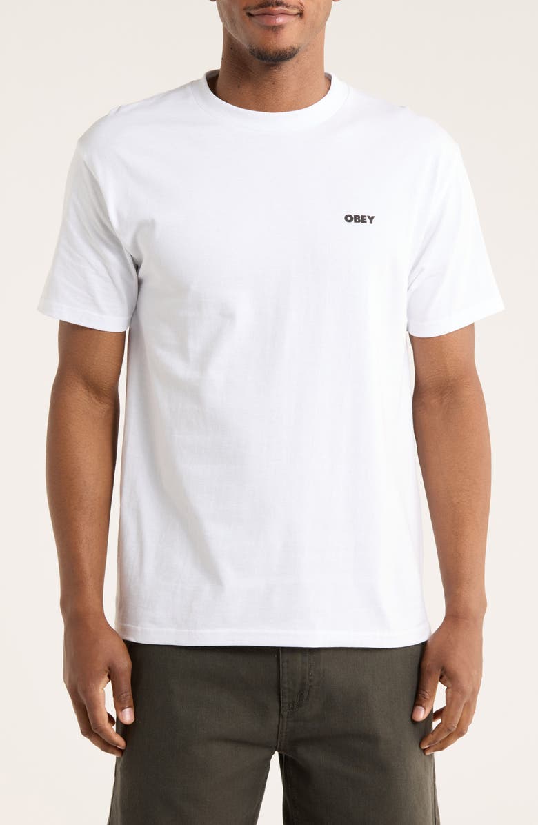 Obey Make Art Not War Graphic T-Shirt, Main, color, White