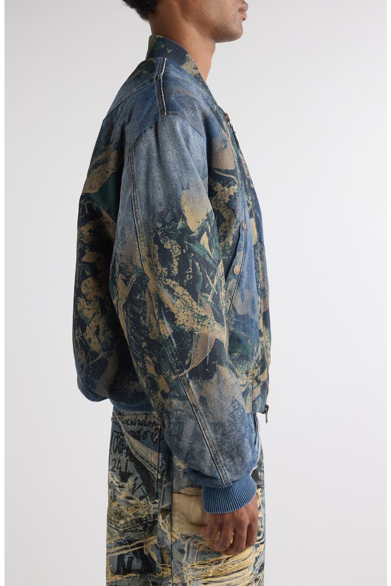 Print Denim Bomber Jacket, Alternate, color, BLUE MULTI