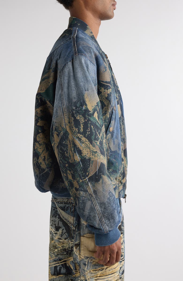 Acne Studios Print Denim Bomber Jacket, Alternate, color,