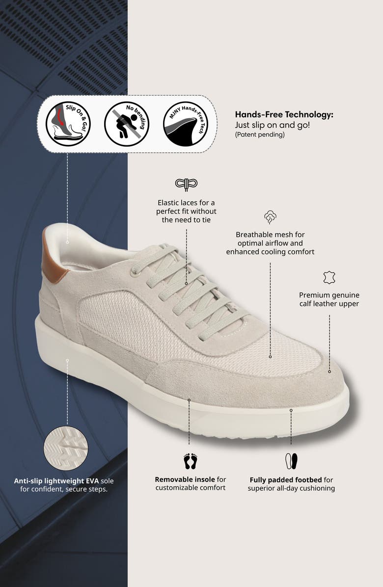Marc Joseph New York Bill Ave Hands Free Technology Lightweight Leather Sneaker, Alternate, color, Ivory Suede