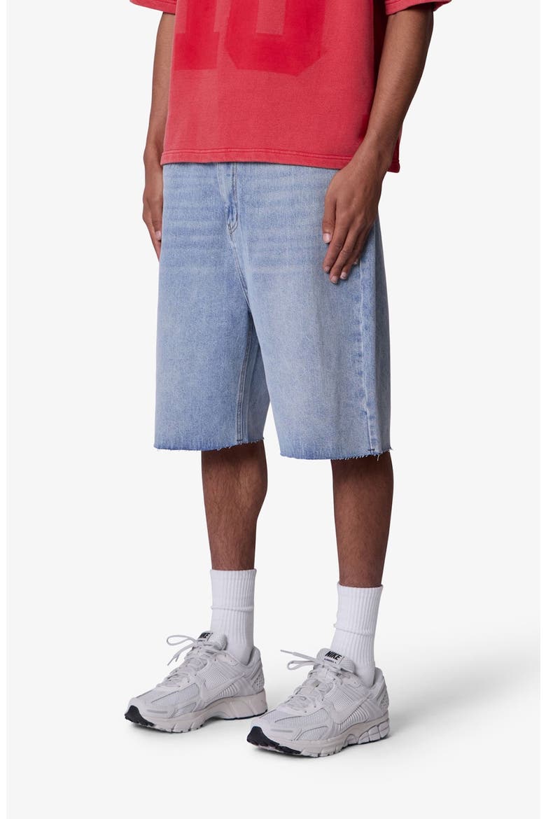 Baggy Raw Hem Denim Shorts, Alternate, color, LIGHT BLUE