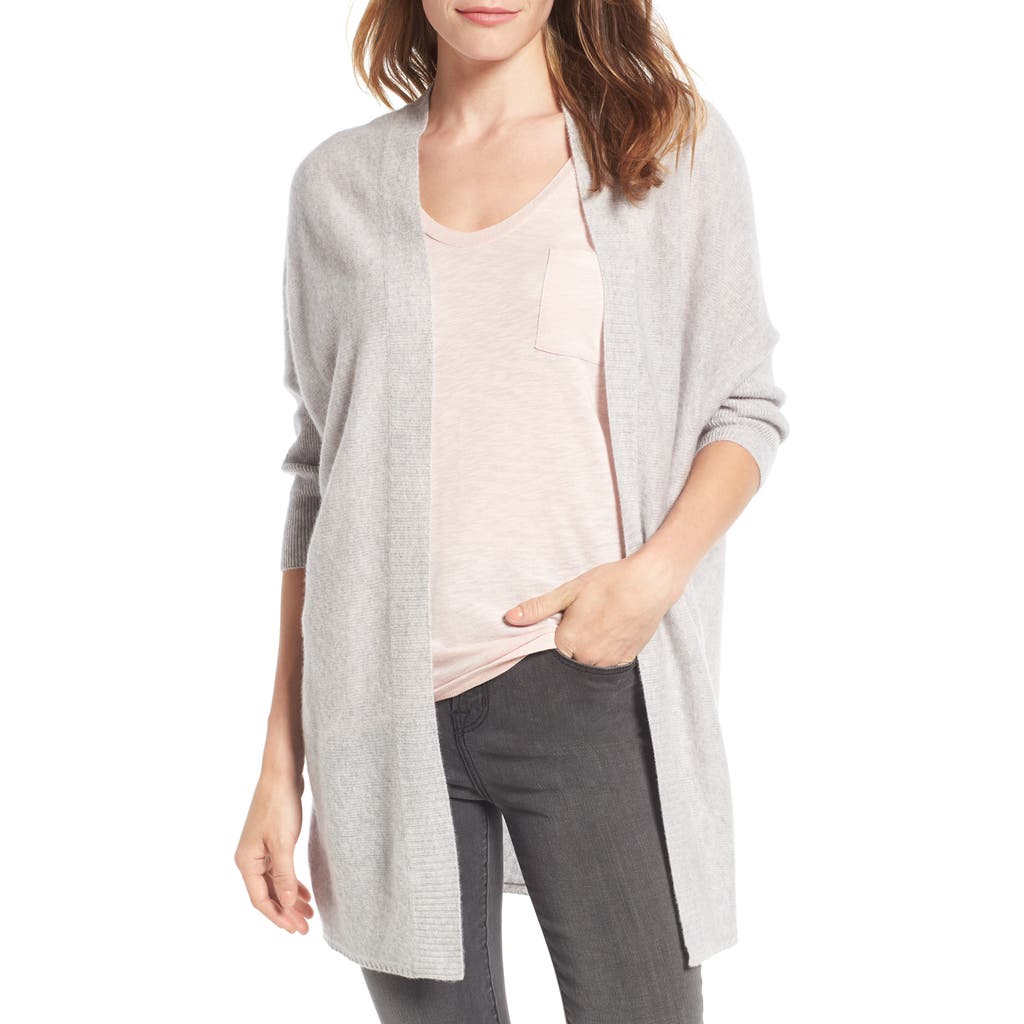 Halogen ® Three-quarter Sleeve Cashmere Cardigan In Gray