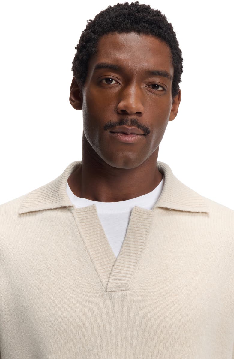 BOSS C-Ucari Long Sleeve Wool Polo Sweater, Alternate, color, Open White