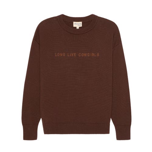 Ellsworth + Ivey Riley Crewneck Sweater Long Live Cowgirls In Brown