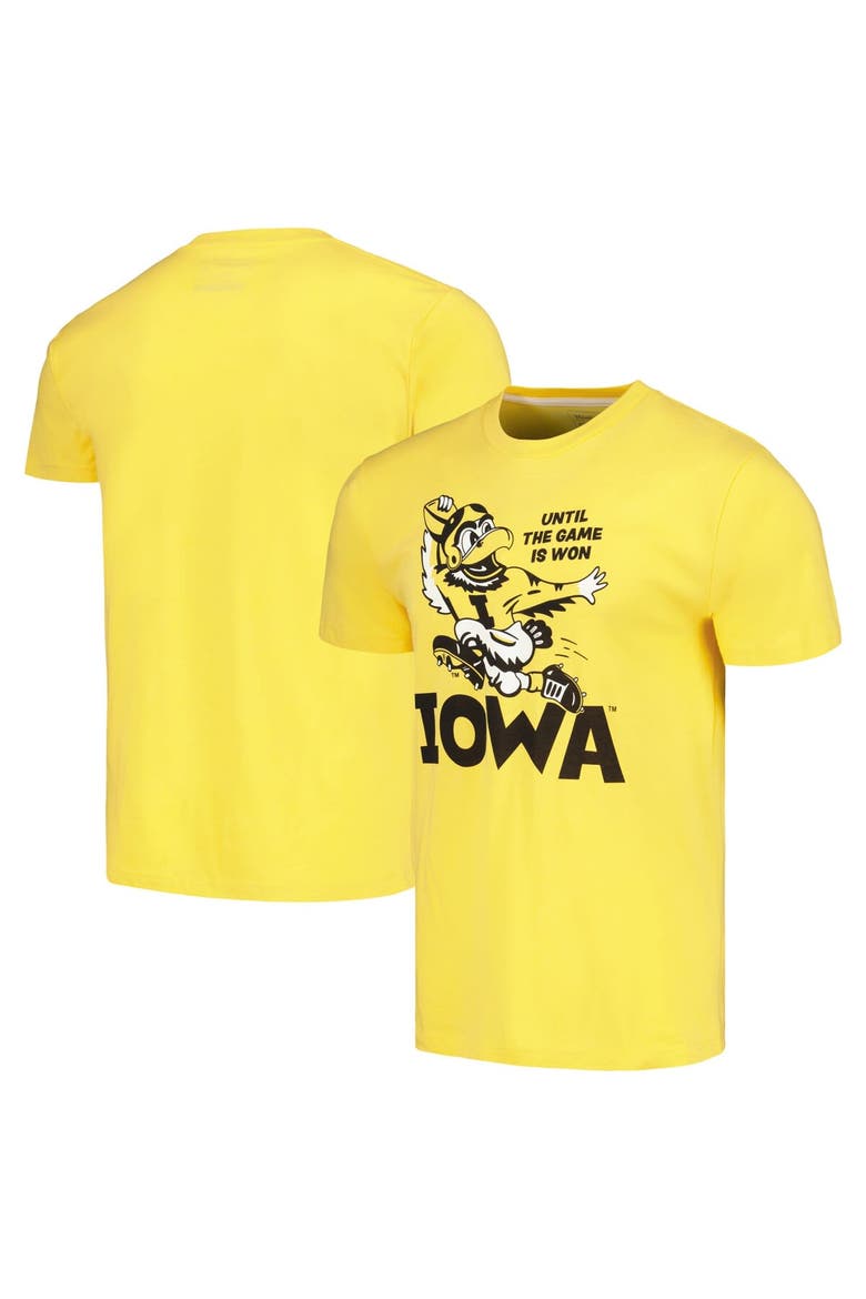 Men's Homefield Gold Iowa Hawkeyes "Until The Game Is Won" T-Shirt, Main, color, Gold